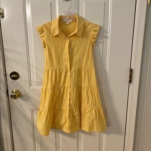 Tiered dress, yellow gingham, size S